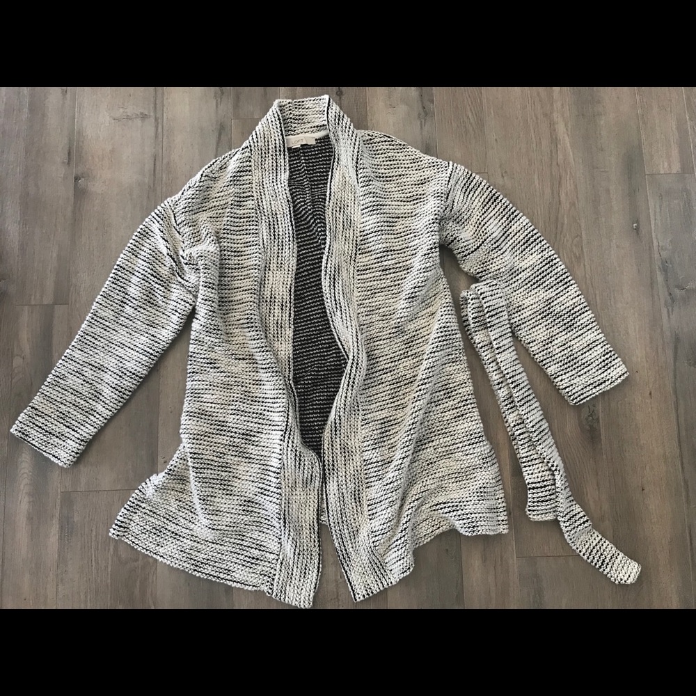 Loft Long Sleeve Open Sweater with Belt